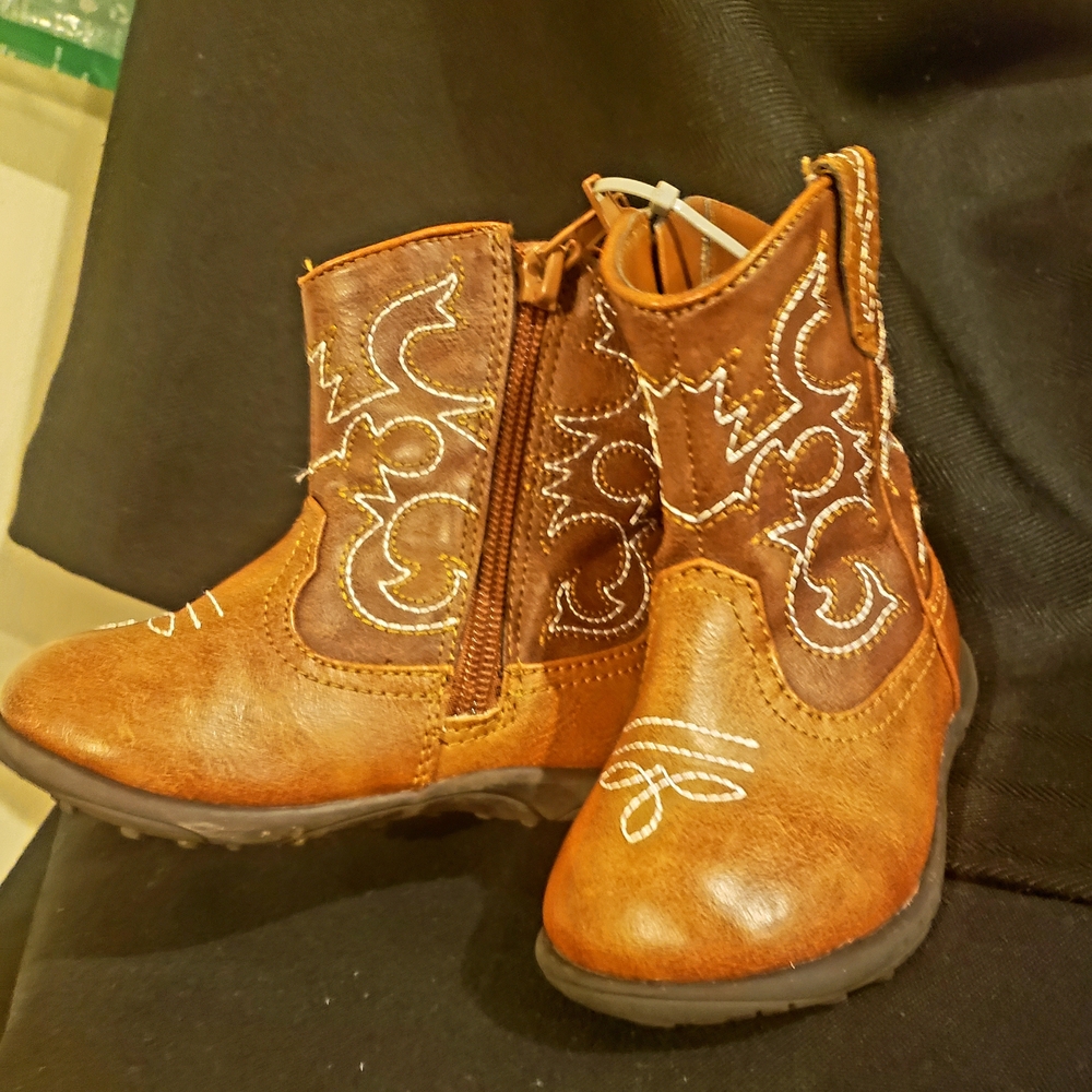 Brown Kids Cowboy Boots